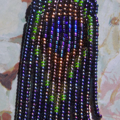 Beaded peacock feather